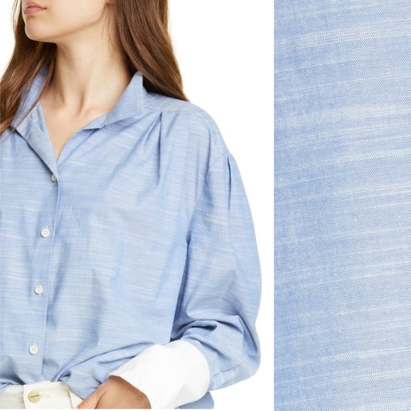 Frame Denim Tops - 🆕️FRAME Pleated Contrast Cuff Shirt